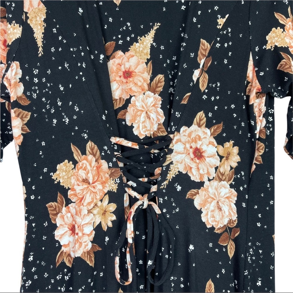 NWT Torrid Black Floral Jersey Corset Back Mini Fluted Skater Dress. Size 2X - Picture 8 of 12